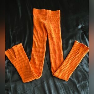 Orange knit leggings